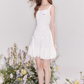 Girls slim texture tea break vacation white bow dress summer R4544