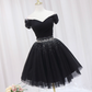 Elegant Black Homecoming Dress , Sequins Sparkly Corset Mini Evening Dress RS1455