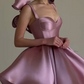 Dreamy Silky Satin Women's Homecoming Dress Dusty Pink Corset Short Prom Dress Party Dress RS2734