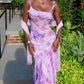 Purple tie-dye suspenders waist slim hip sexy dress, prom dress R5316