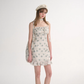 French halter neck suspender skirt ruffled floral skirt holiday style dress R2752