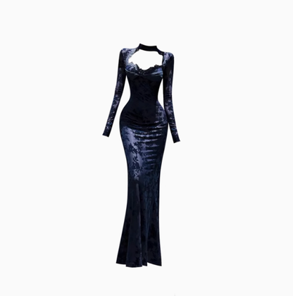 New Chinese style lace hollow dress 2025 hot girl waist hip fishtail long skirt R1362