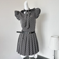 Gray polka dot dress for women summer 2025 new bow design sweet waist short skirt R0113