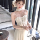 Long Apricot Lace Corset Fishbone French Suspender Skirt Summer Dress R4944