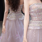 Sweet Lavender Beaded A-Line Strapless Bodycon Maxi Prom Dress Evening Dress RS413