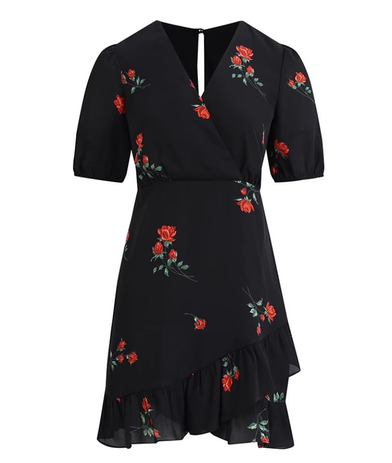 French holiday style short black 2025 new dress R2607