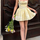 Yellow halter neck slim fit leg-lengthening sexy A-line homecoming dress R2427