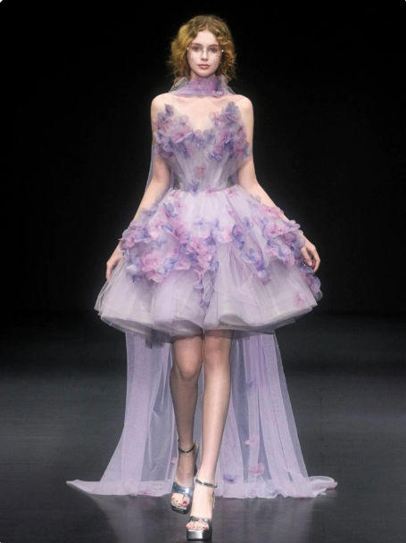 Dreamy Purple Floral A-Line Sweetheart Applique Corset Mini Evening Dress Homecoming Dress RS391