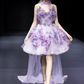 Dreamy Purple Floral A-Line Sweetheart Applique Corset Mini Evening Dress Homecoming Dress RS391