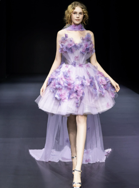 Dreamy Purple Floral A-Line Sweetheart Applique Corset Mini Evening Dress Homecoming Dress RS391
