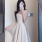 French style high-grade satin suspender dress with a unique and beautiful waist birthday dress R0469