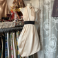 Champagne-colored halter-neck, fitted waist, tulip-shaped short skirt ball gown R6394