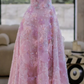 Pink Strapless Sequined Waist Slim Fit A-Line Maxi Bridal Dress R5797