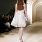White suspender waist slim fit three-dimensional flower design short skirt homecoming dress R4174