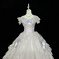 White fitted waist, full skirt, long ball gown, bridal dress R9060