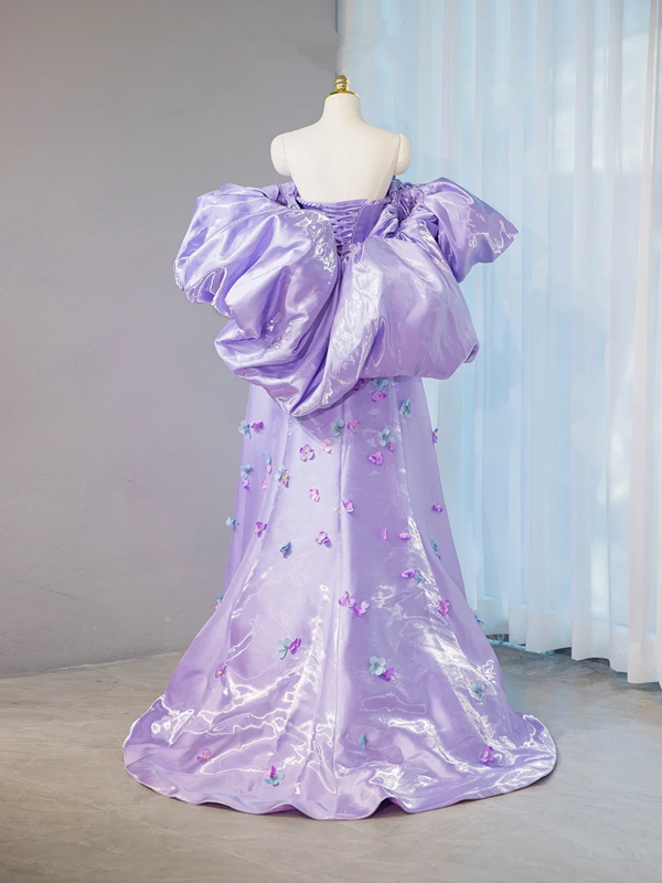 Light purple strapless fitted long ball gown, bridal dress R9030