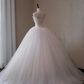 White Strapless Satin Pleated Waist Slim Fit Puffy Skirt Long Dress Bridal Gown R5720
