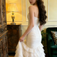 White strapless, fitted waist, long ball gown R8701