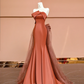 Orange strapless, fitted, bodycon, sexy long ball gown R8419