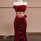 Red strapless boning long ball gown/bridal dress R8303