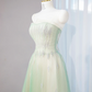 Light green strapless fitted long ball gown R9000