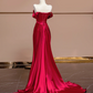 Red off-the-shoulder fitted long ball gown/bridal dress R8361