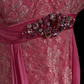 Pink tube top waist lace design soft mid-length dress homecoming dress R4901