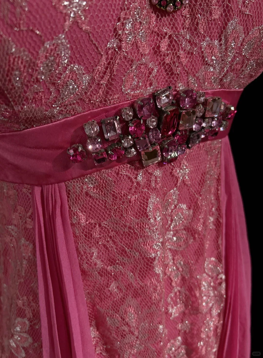 Pink tube top waist lace design soft mid-length dress homecoming dress R4901