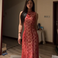 Red sleeveless fitted waist slim hip-hugging sexy long ball gown R7780