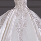 White tube top diamond embroidery waist slim fit puffy skirt long dress bridal dress R5761