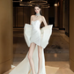 White tube top cute princess back bow design sexy mini skirt homecoming dress R4211
