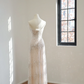 White strapless, fitted, sequined long ball gown/bridal dress R8485