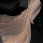 Light apricot long-sleeved fitted and sexy long ball gown/bridal dress R8760