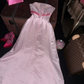 Light pink strapless fitted waist elegant long ball gown R7032