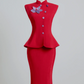 A red sleeveless, fitted top paired with a sexy pencil skirt; suitable for a ball gown or wedding dress R8218