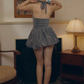 Gray halter neck slim waist A-line short skirt homecoming dress R4574