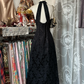 Black halter neck slim waist satin print sexy long ball gown R6195