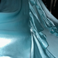 Lake blue halter neck fitted waist long ball gown R6872