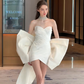 White tube top cute princess back bow design sexy mini skirt homecoming dress R4211