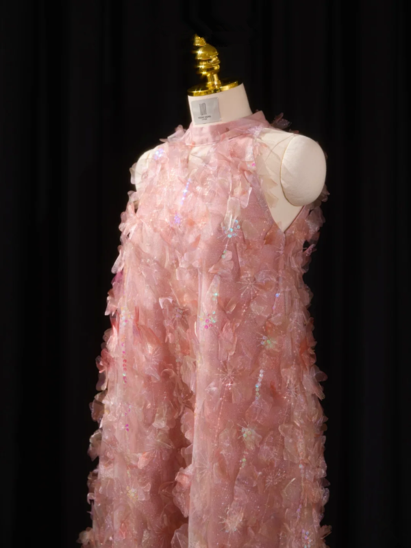 Light pink sleeveless tulip skirt long ball gown, bridal dress R8910