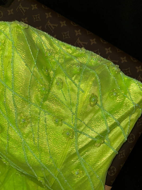 Fresh green strapless fitted waist elegant fairy long ball gown R6993