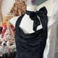 Black backless halter-neck A-line mini dress, ball gown R6353