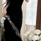 Black halter-neck fitted bodycon ball gown with a sexy asymmetrical hem R7748