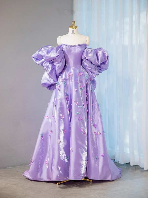 Light purple strapless fitted long ball gown, bridal dress R9030