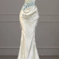 Light Champagne Strapless Waist-Cinched Slim-Fit Bodycon Long Ball Gown R7152