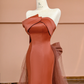 Orange strapless, fitted, bodycon, sexy long ball gown R8419