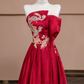 Red strapless fitted waist long ball gown/bridal dress R8332