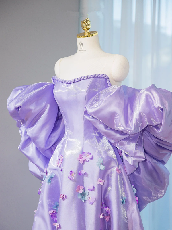 Light purple strapless fitted long ball gown, bridal dress R9030