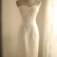 White strapless fitted long ball gown, elegant and classic style R6793