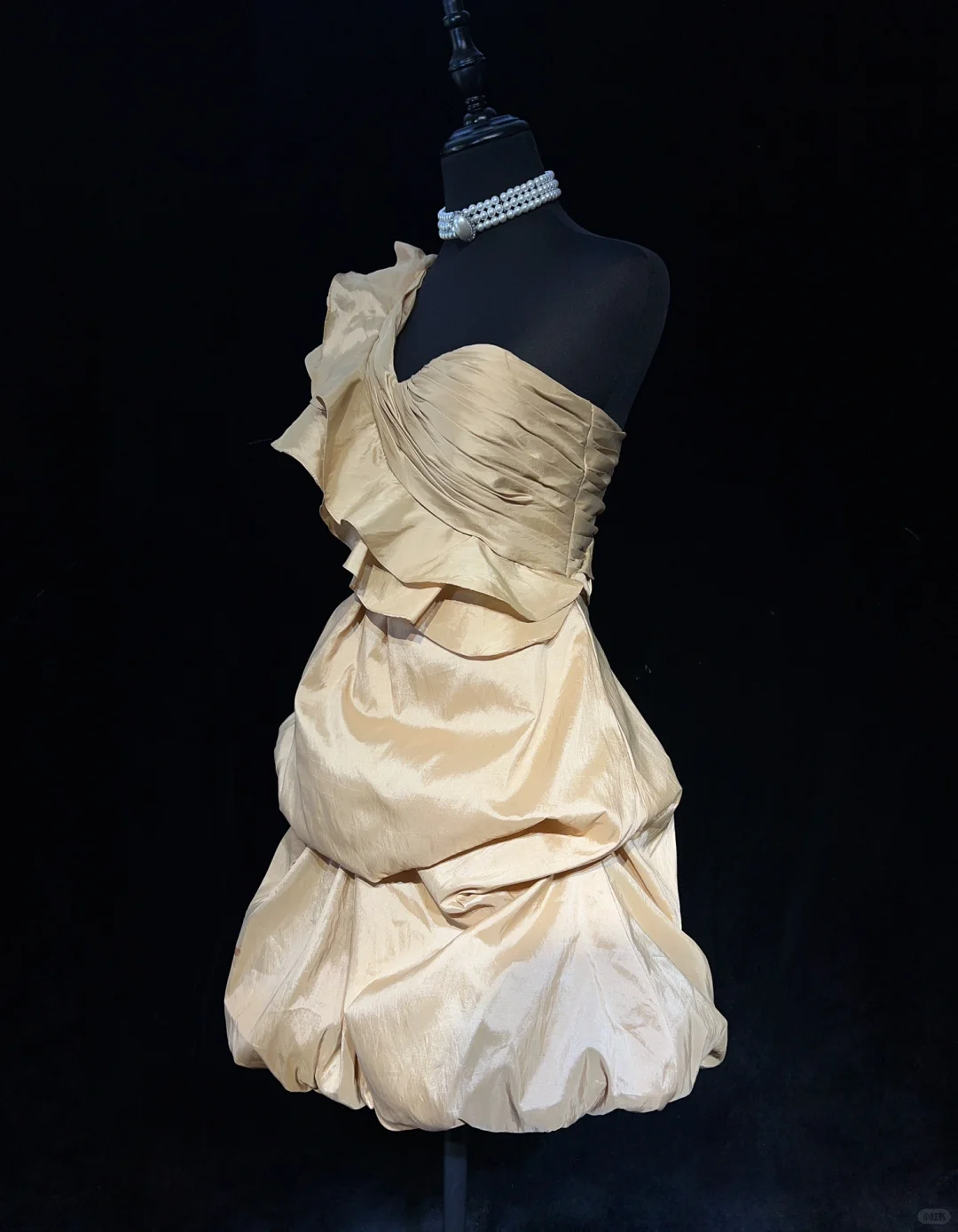 Brown one-shoulder slim-fit satin bud skirt homecoming dress R4982